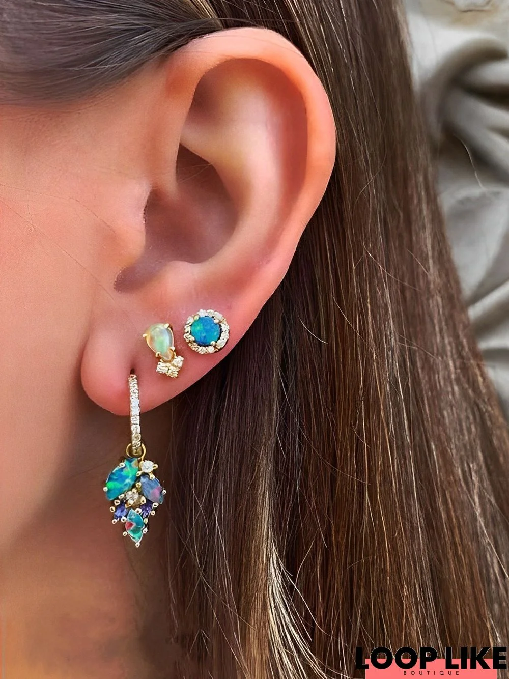 3Pcs Casual Crystal Diamond Earrings Set Bohemian Holiday Daily Jewelry