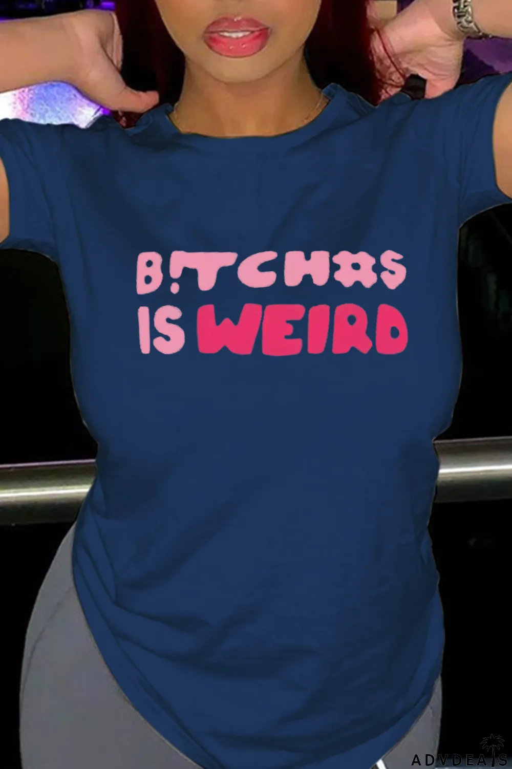 Red Fashion Street Print Letter O Neck T-Shirts