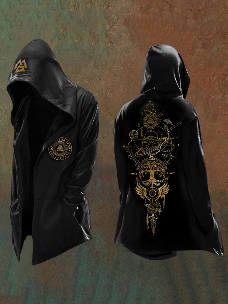 Men's Vikings Mythology Printed Vintage Hooded Jacket / Rvogue / Rvogue