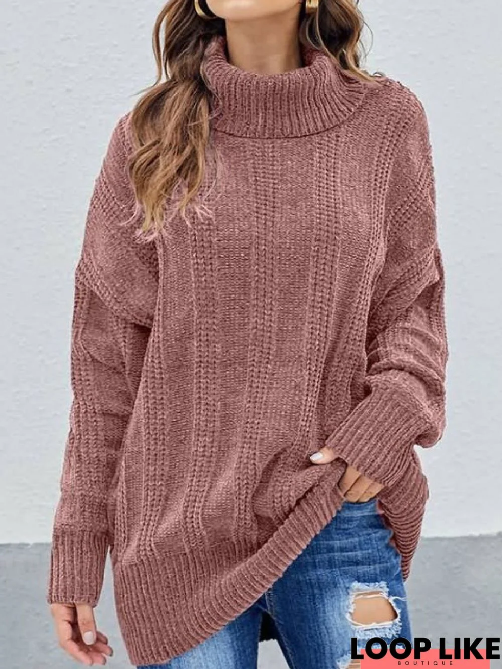 Casual Plus Size Turtleneck Kintting Sweater