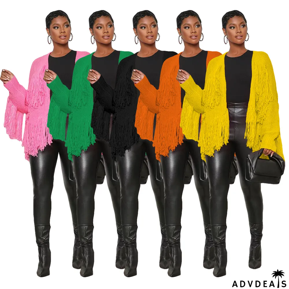 Solid Knits Tassel Cardigan Coat