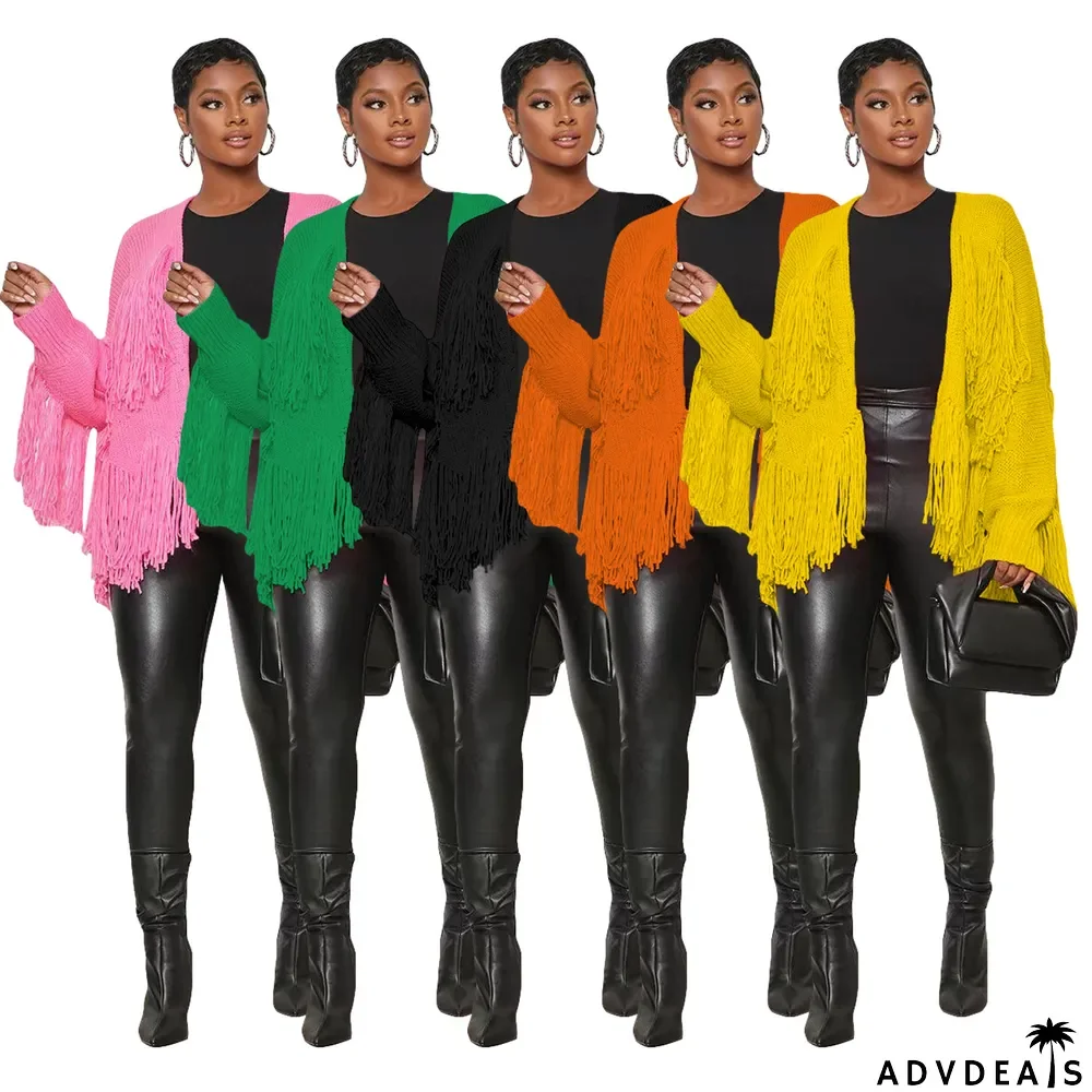 Solid Knits Tassel Cardigan Coat