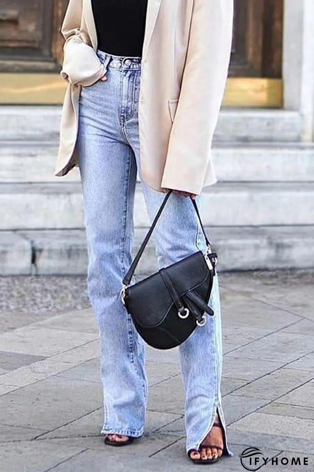 High Waist Ripped Slit Jeans | IFYHOME