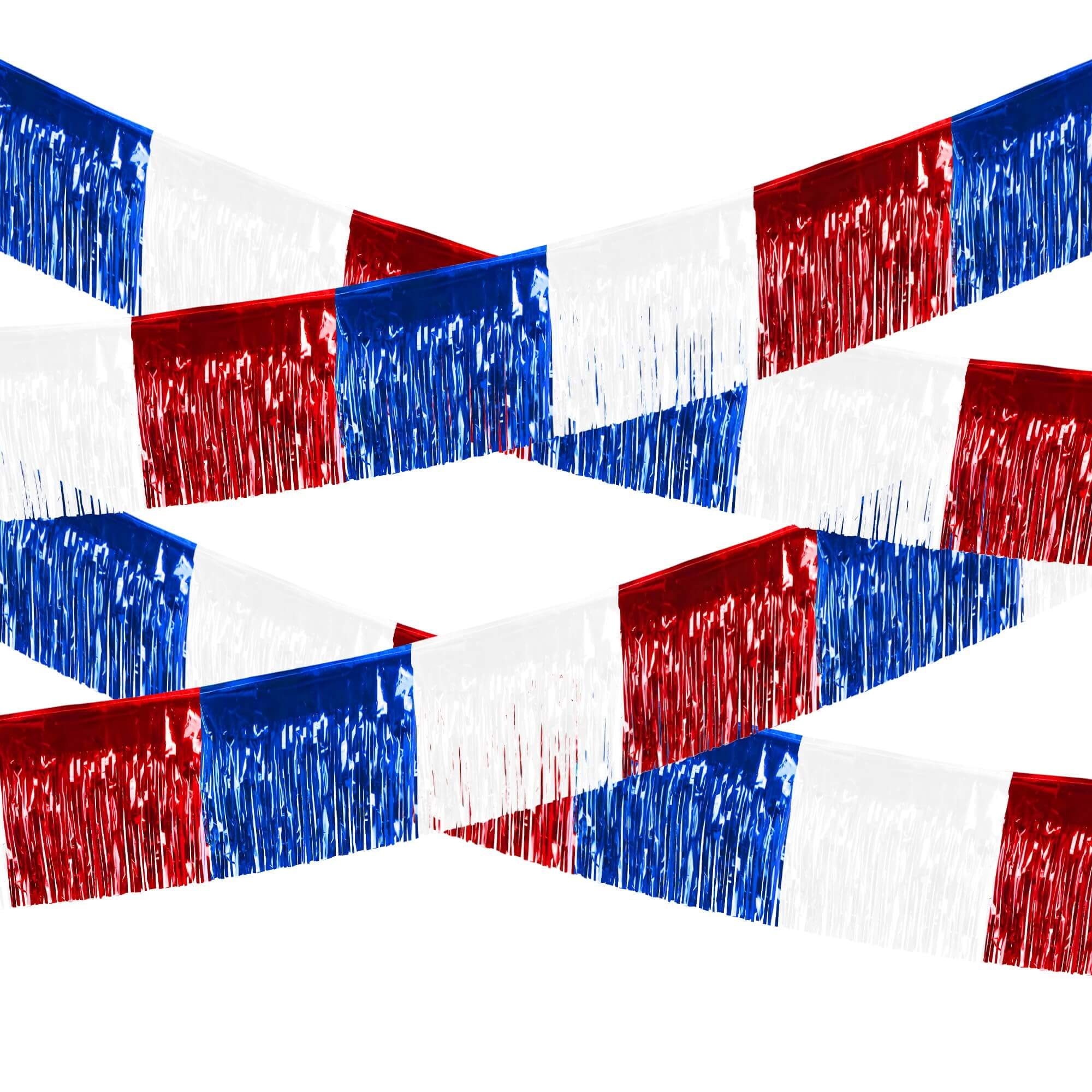4th of July Premium Patriotic Tinsel Fringe Backdrop (10 PCS)
