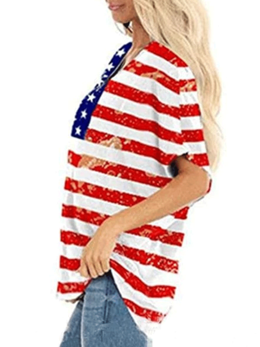 American Flag Star Stripes Print Top