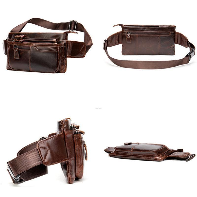 Mens Vintage Style Casual Leather Chest Bag Fanny Bag