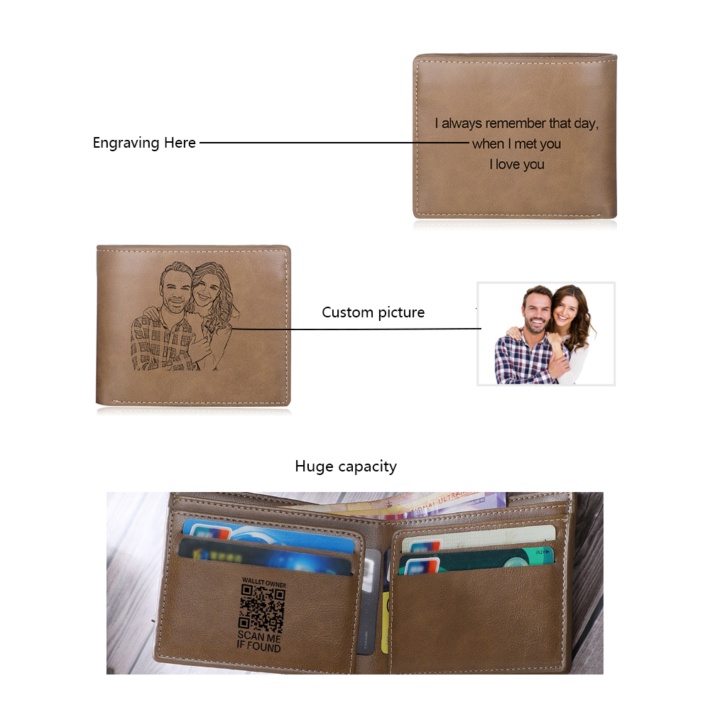 Portafoglio in pelle per coppia 1 foto e 1 testo personalizzabili