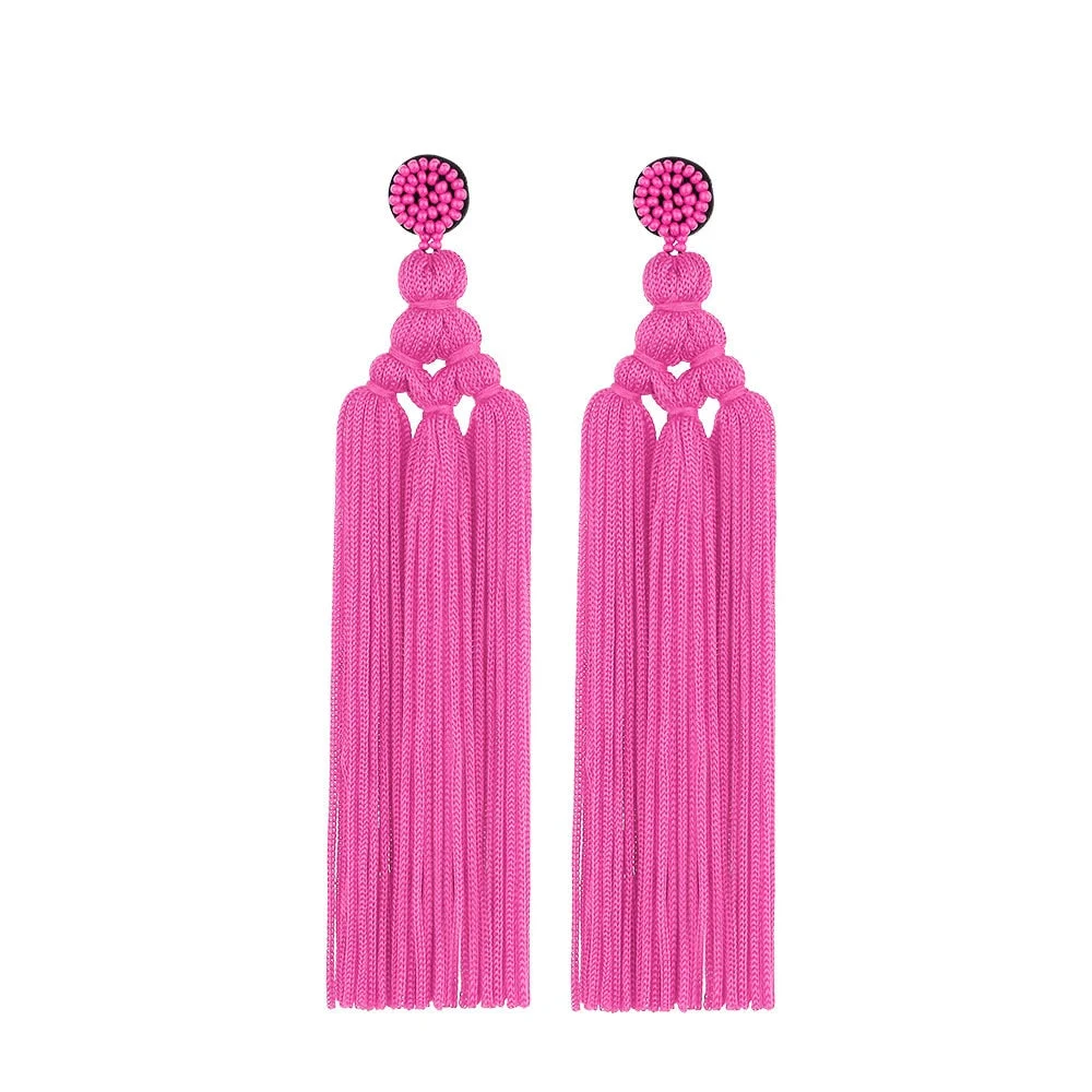 Dvacaman Ethnic Handmade Weave Macrame Earrings Cotton Thread Feather Fringe Tassel Earrings Wedding Jewelry Women Accessories