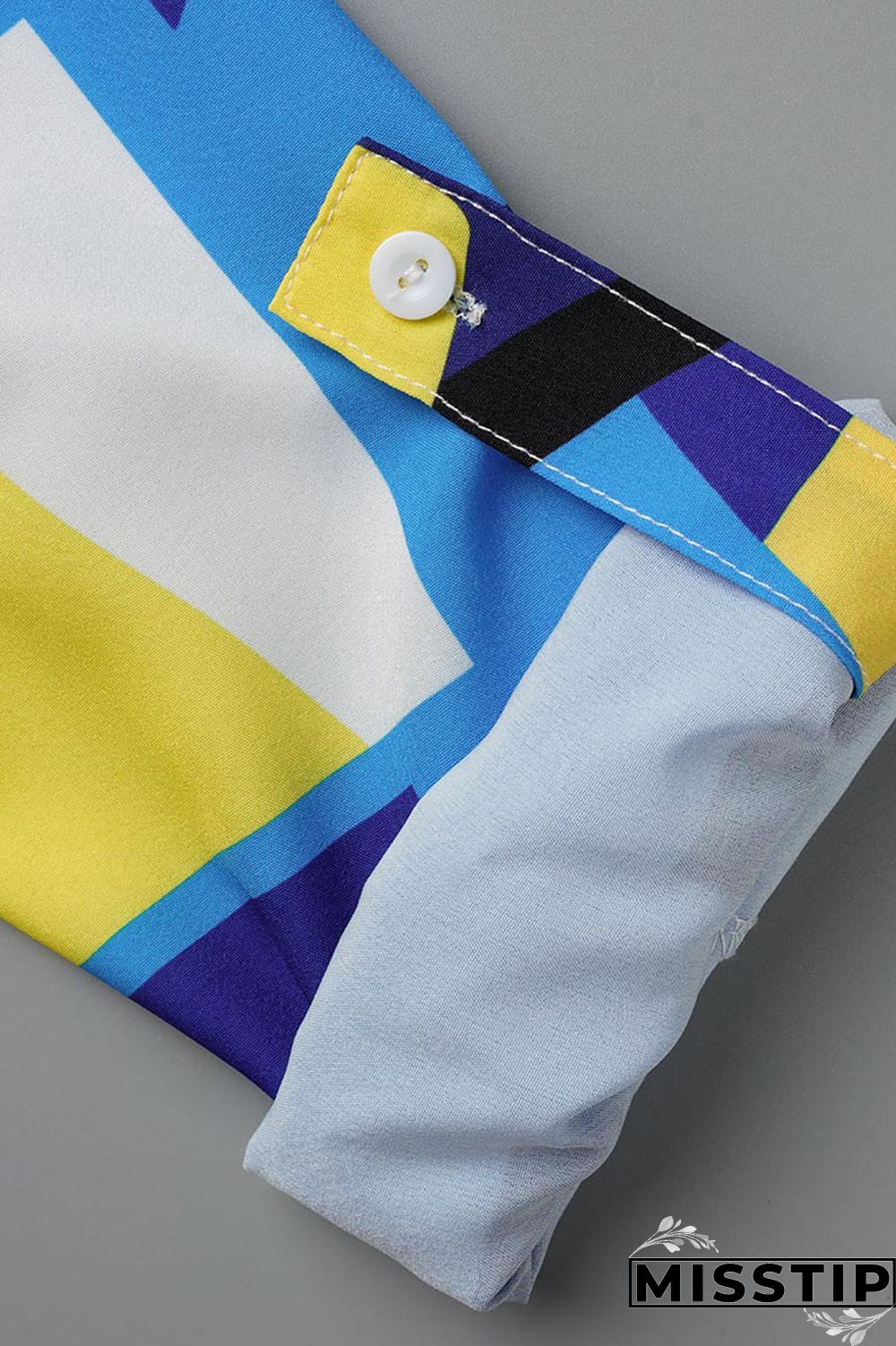 Blue Casual Print Patchwork Buckle Turndown Collar Shirt Dress Dresses