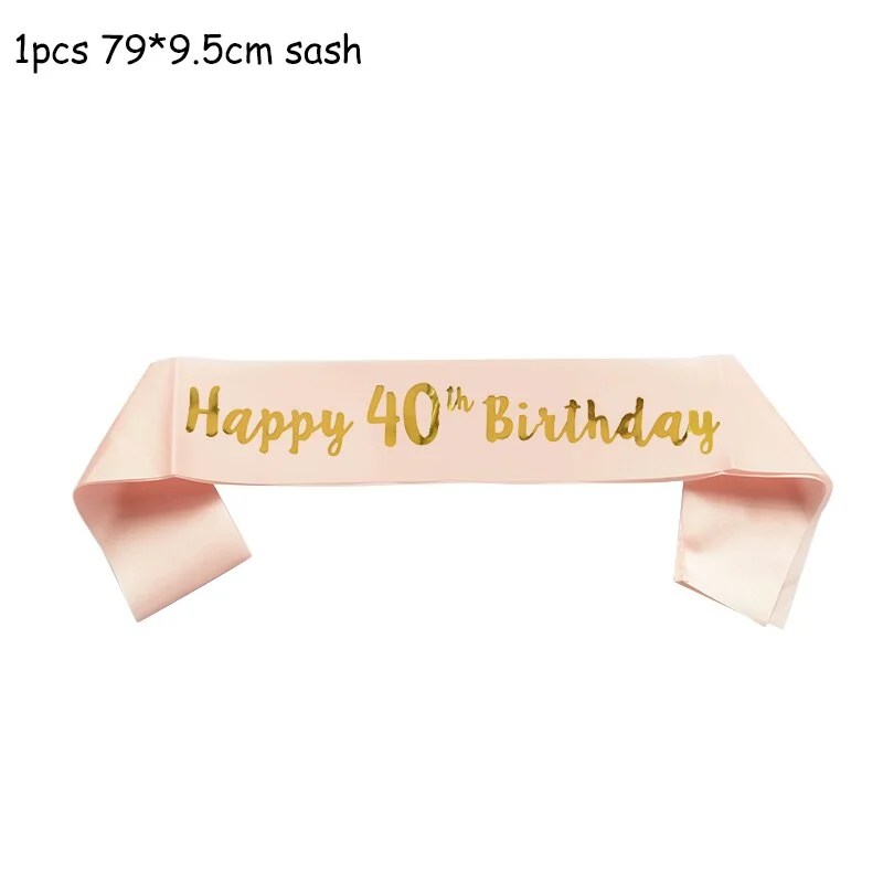 Happy Birthday 18th 30th 40th 50th Rose Gold Satin Sash Crystal Crown Tiara Adult Birthday Party Decoration Anniversary Supplies