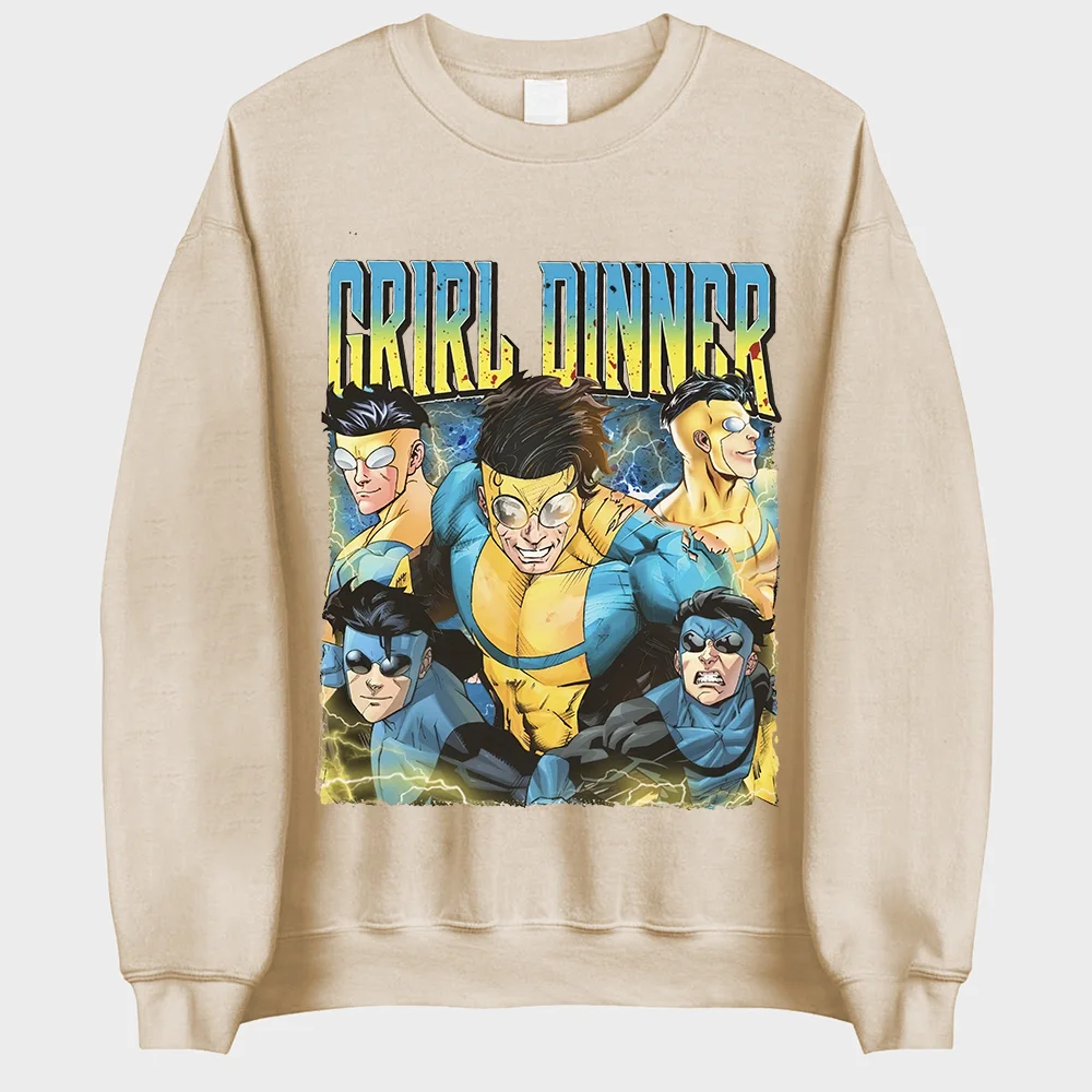 Invincible Girl Dinner Printed Oversized Unisex Sweatshirt