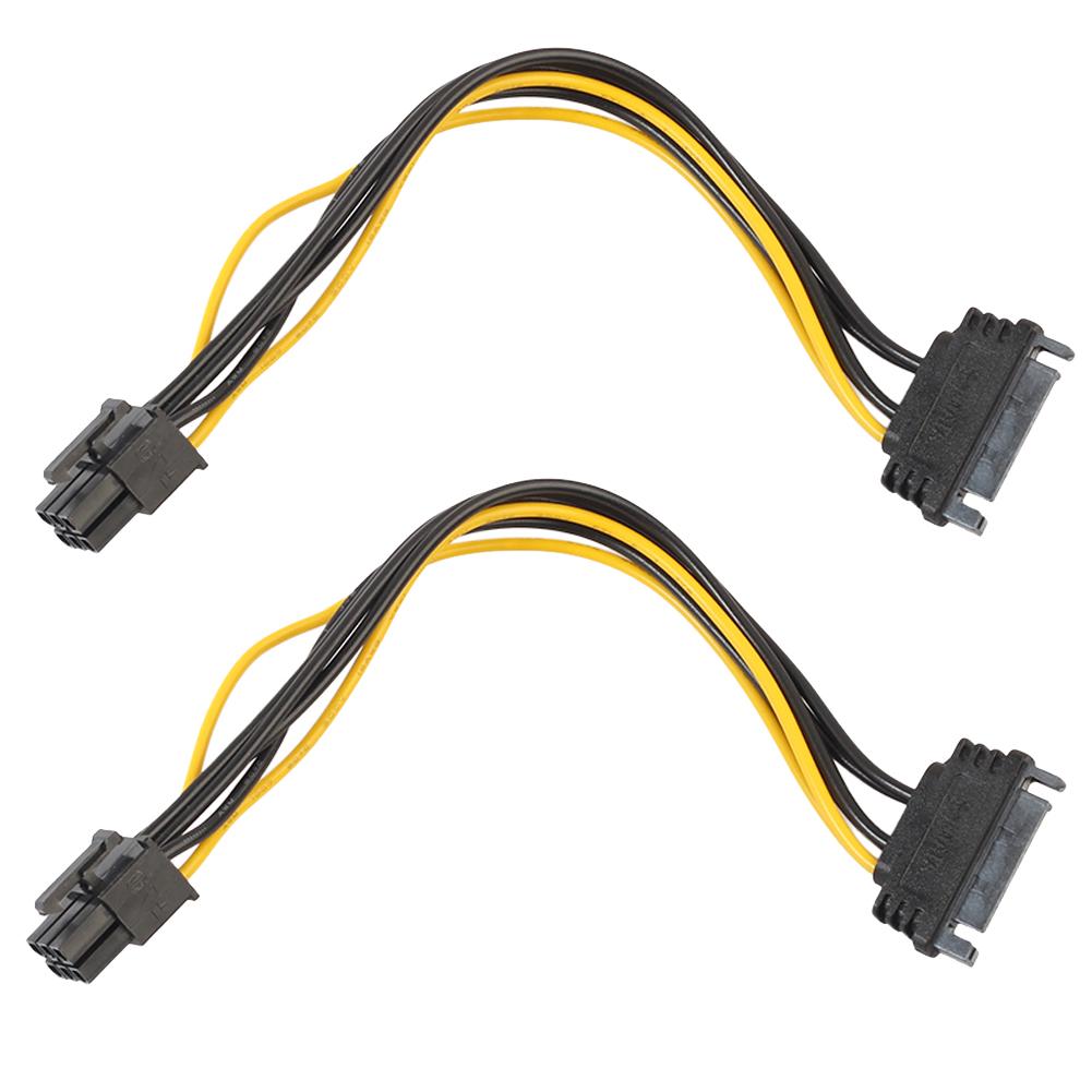 

2pcs 15pin SATA to 6pin PCI-e PCI Express Adapter Cable for Video Card, 501 Original