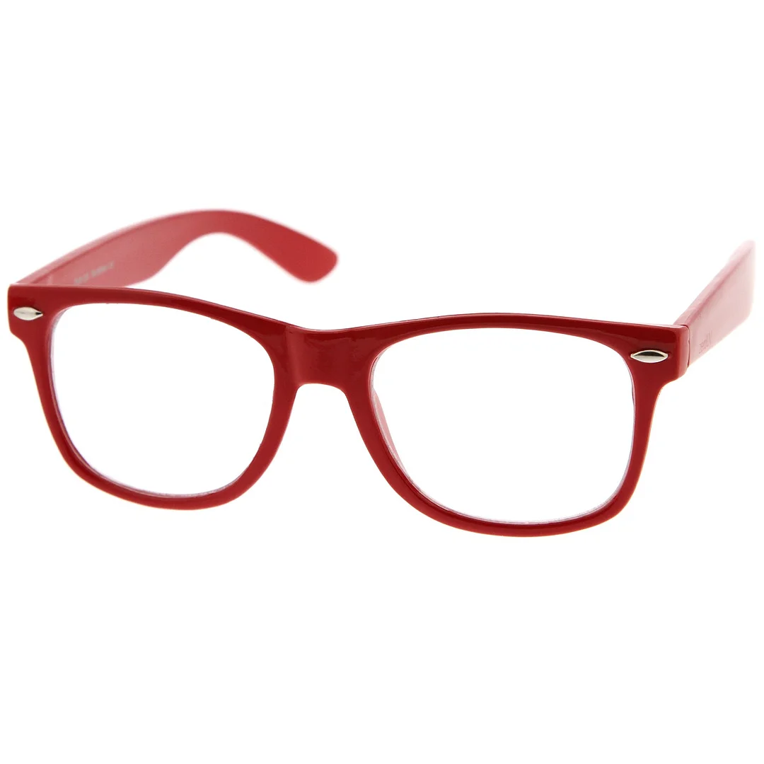 Retro Wide Temple Clear Lens Horn Rimmed Eyeglasses 54mm