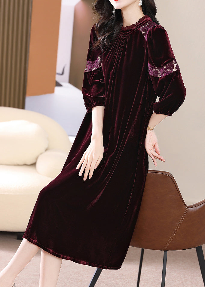 VCSHOES Rose Hollow Out Lace Patchwork Silk Velour Dress Bracelet Sleeve