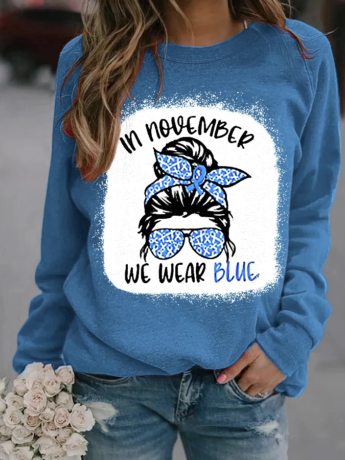 In November We Wear Blue Diabetes Awareness Sweatshirt