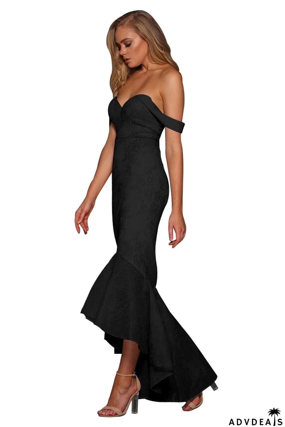 Strapless Lace Fishtail Prom Dress