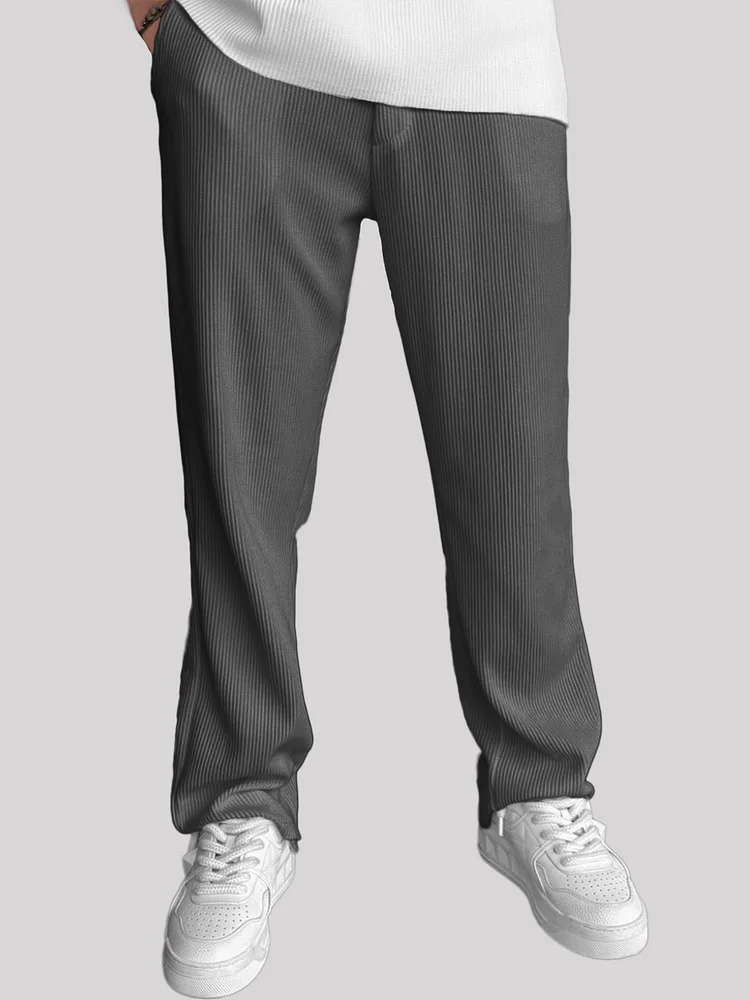 Men's Ribbed Vertical Stripe Straight Casual Pants