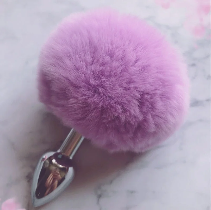 Pink tip white petplay Fox tail butt plug Mental Plush Anal Plug Stainless Steel Prostate BDSM Sex Toys For Women Couple