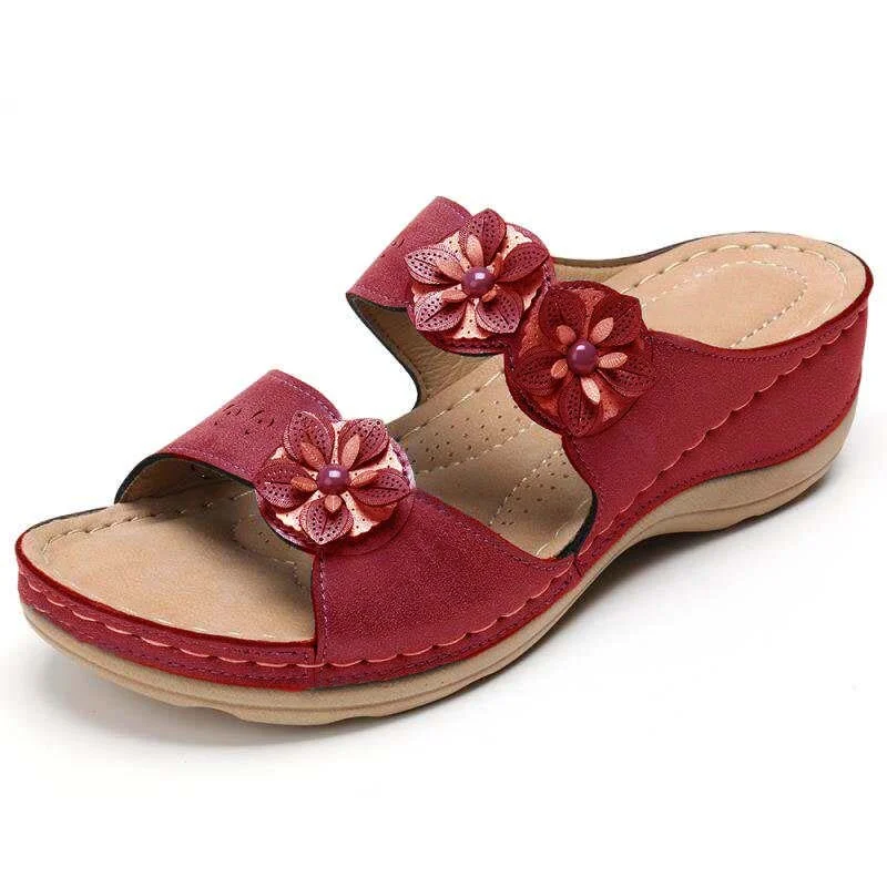 Women Sandals Summer Low-Heel Pumps Shoes Woman Wedges Sweet Flower Platform Women's Sandal Fashion Sandalias Mujer Large Size