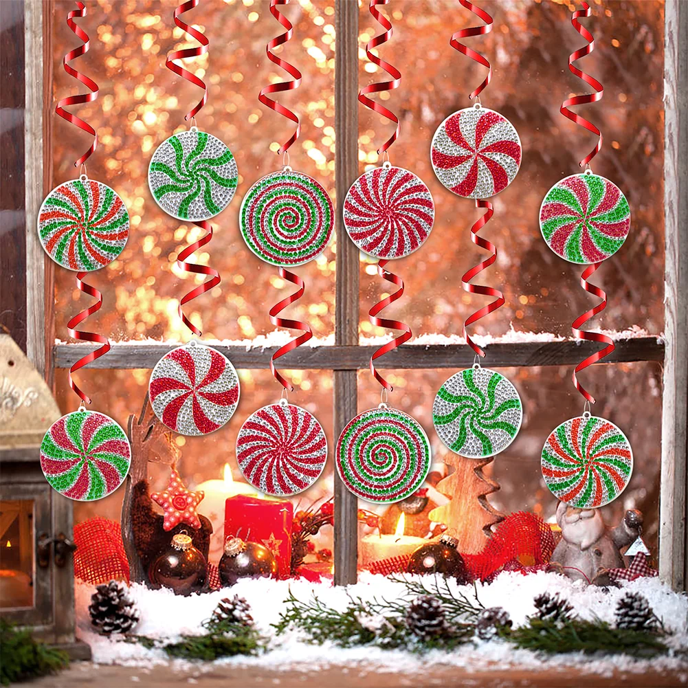 12pcs Diamond Painting Art Pendant Snowman Special Shape Christmas