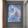 Anime Girl Under Moon-11CT Stamped Cross Stitch 45*60cm/17.72*23.62in(Big Size)