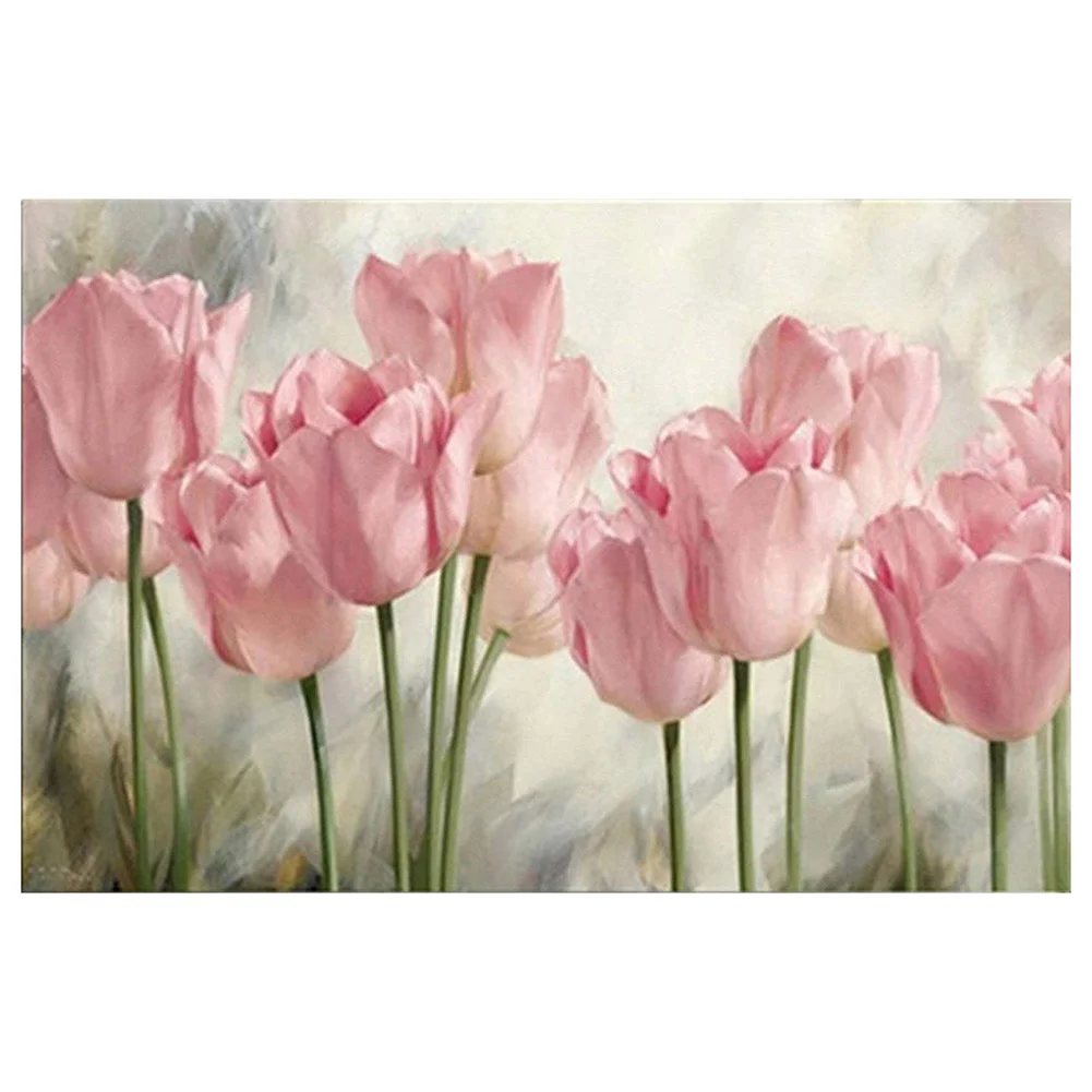11CT estampado / contado punto de cruz tulipán rosa (50 * 35cm)
