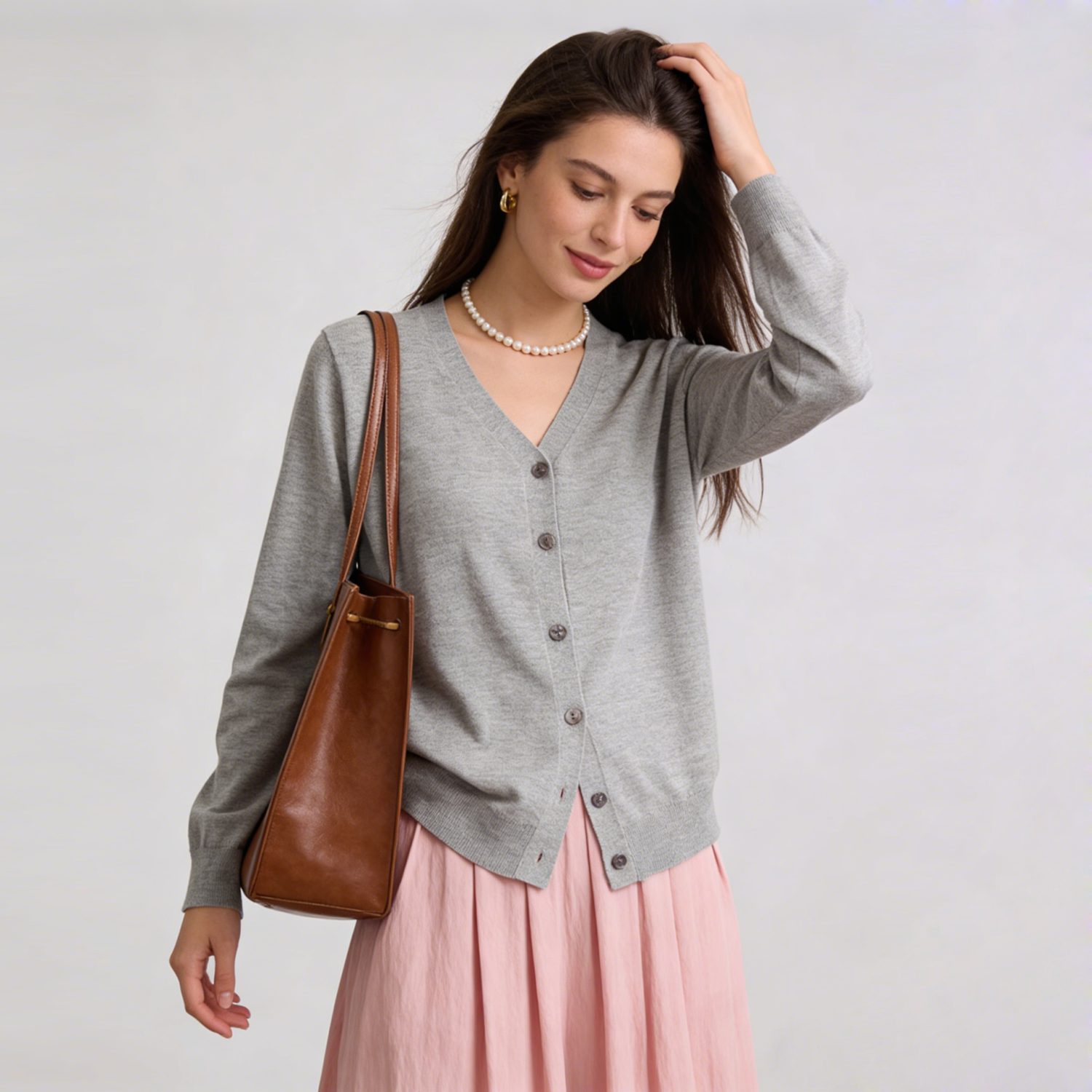 Silk & Cashmere Cardigan V-Neck Style REAL SILK LIFE