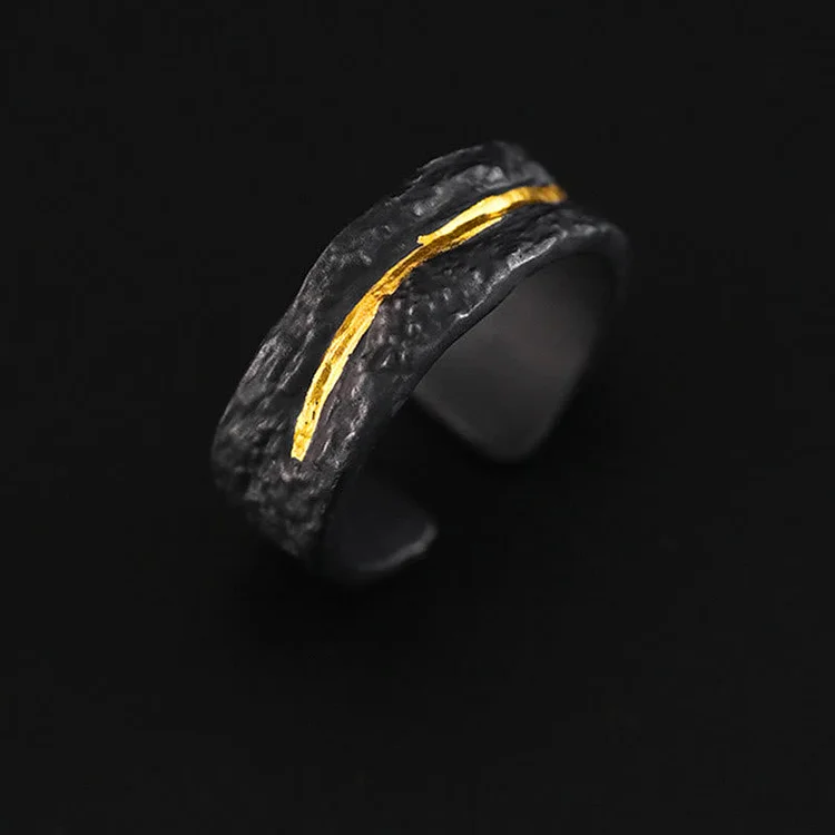 Coutureaura 999 Sterling Silver Flowing Gold Ring