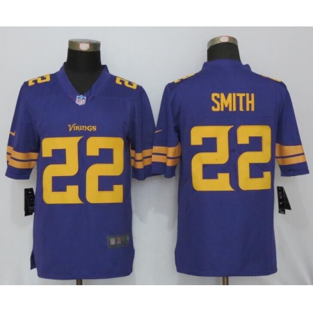 Men's   Vikings #22 Harrison Smith Purple Limited Rush Stitched NFL Jersey