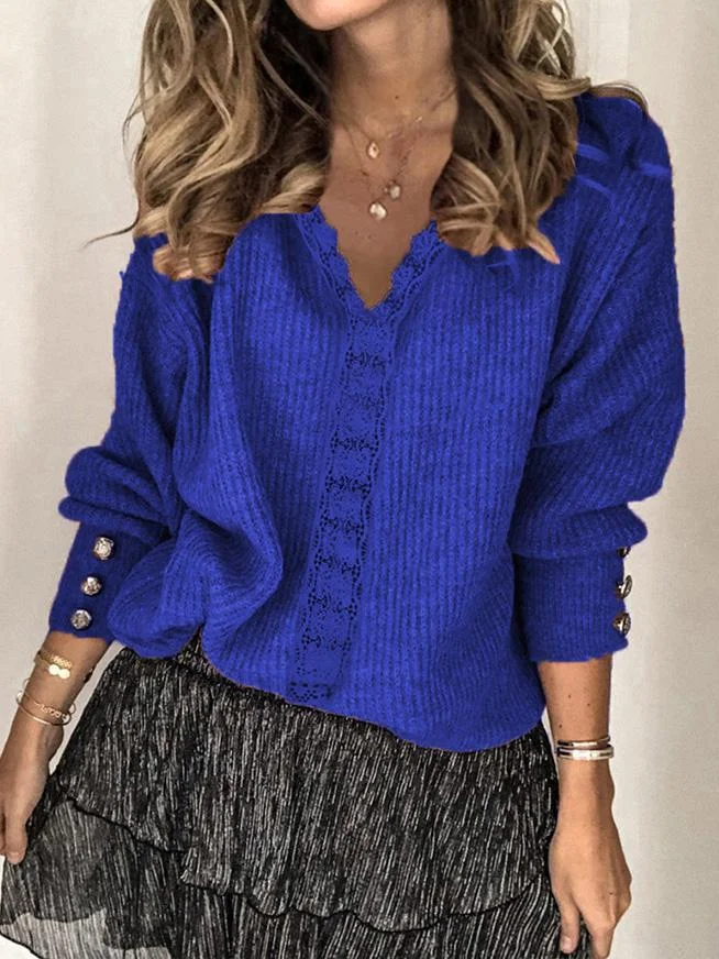 Women Half Sleeve V-neck Solid Color Dress