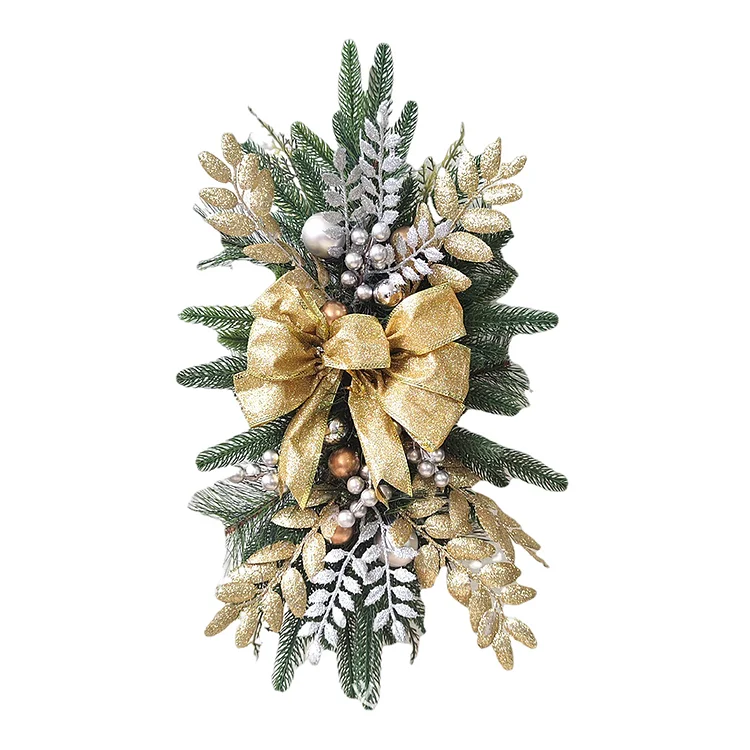 Christmas Wreath Home Atmosphere Decorative Garland (Gold With light)