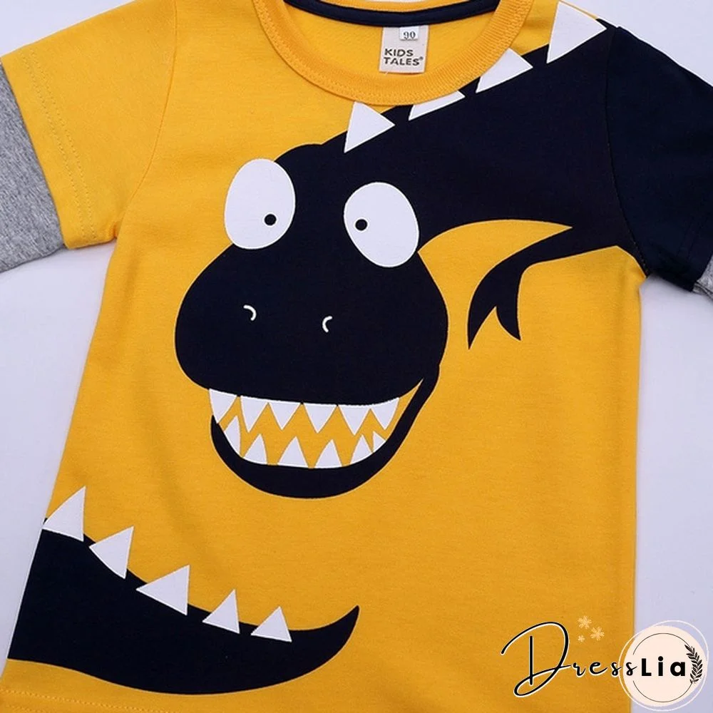 Cartoon Dinosaur Boys Long Sleeve T Shirt Children Kids Boys Spring Autumn Cotton Tops