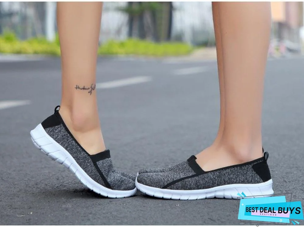 Women Slip On Loafers Plus Size Breathable Mesh Ballet Sneakers Flat Shoes