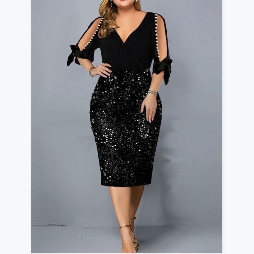 Individualized Sequin Design Plus Size Women's Dress