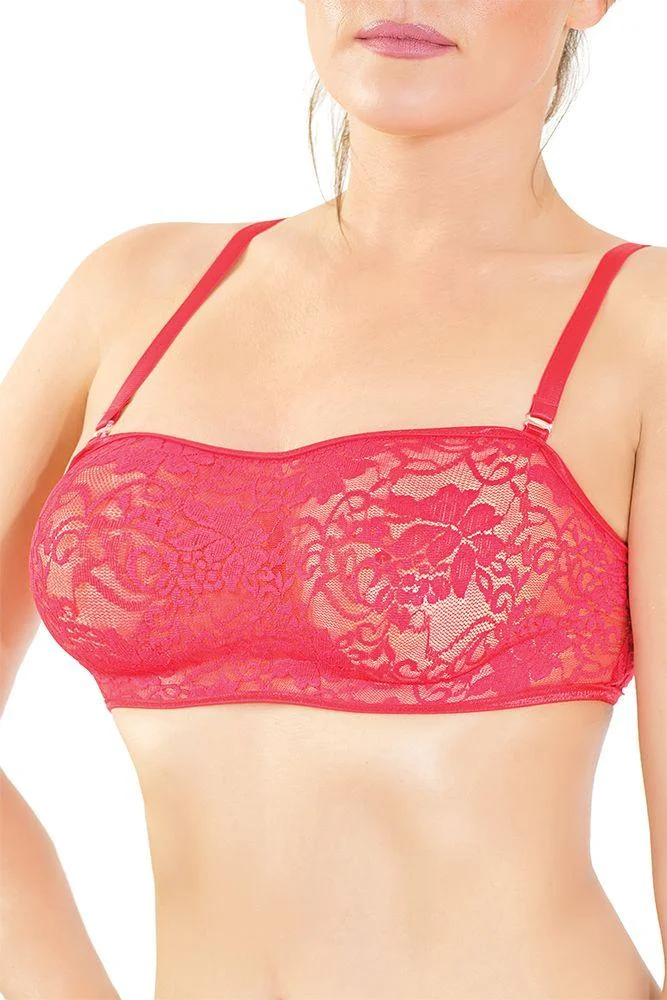 pornhint Pornhint Red Floral Lace Bralette