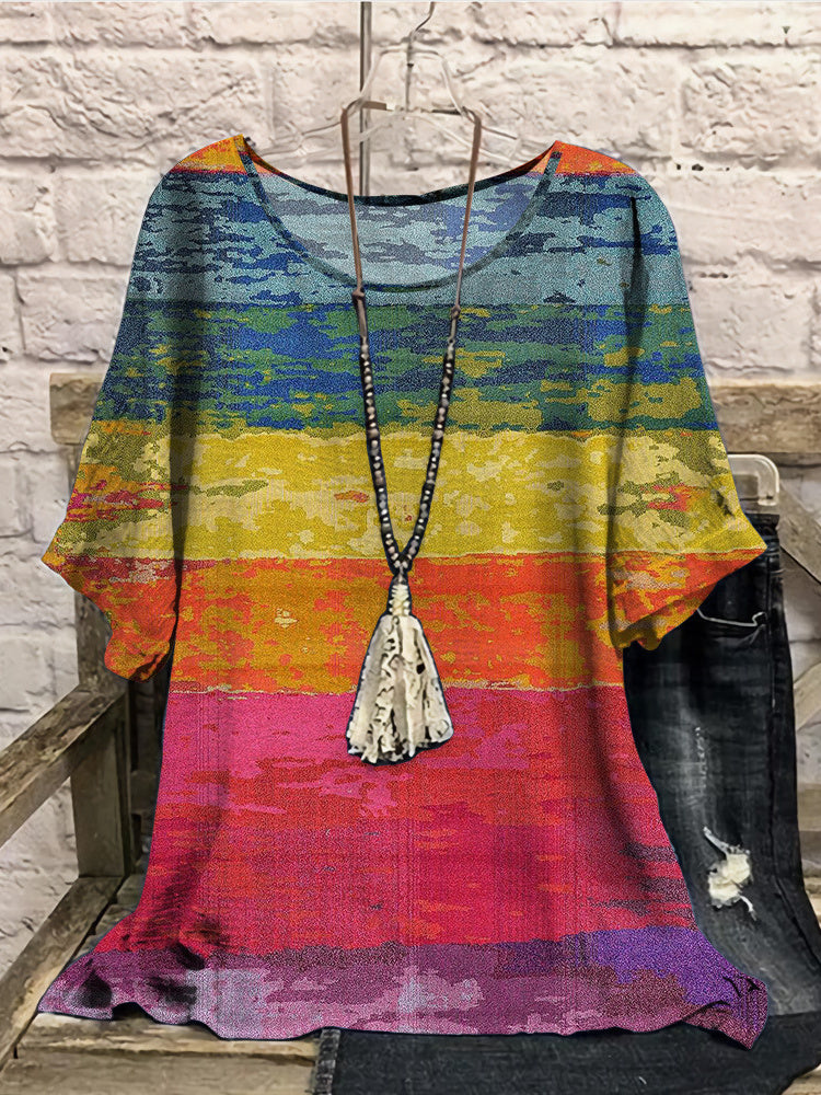 Women Long Sleeve V-neck Graphic Floral Printed Top