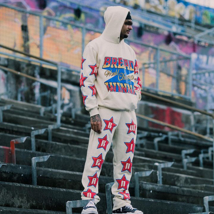 Casual Vintage Print Sports Street Two-Piece Suit