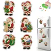 6PCS Santa Claus DIY Pearl Diamond Painting Christmas Fridge Magnets, Sparkling Rhinestone Refrigerator Magnet Craft Kit for Home Decor & Gifts