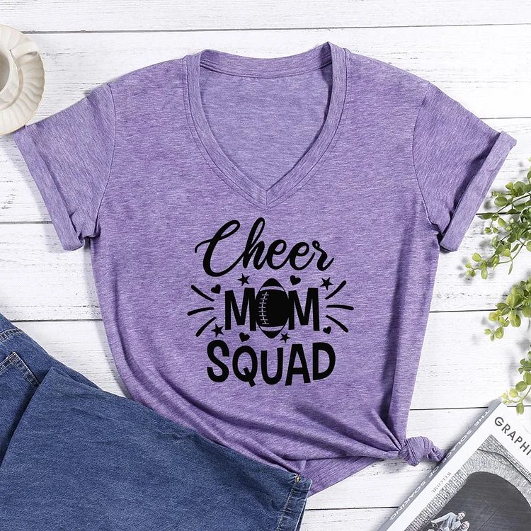 Cheer mom sqouad V-neck T Shirt-Annaletters