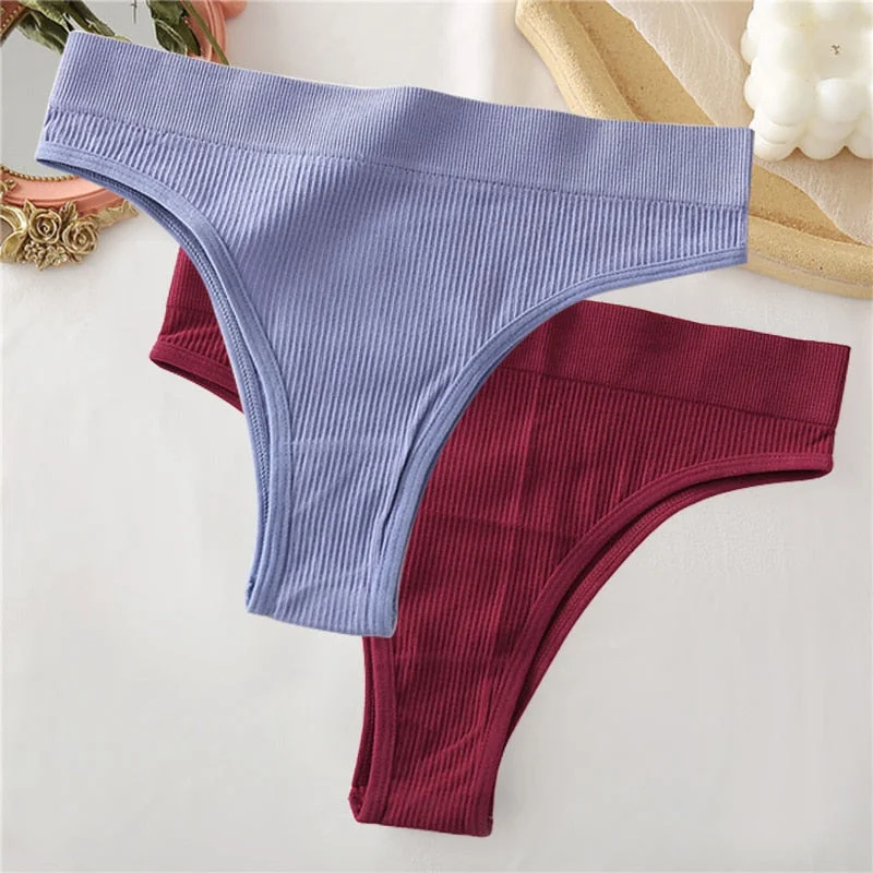 2PCS/Set Sexy Thong Panties Women's Underwear G-String Female Underpants Seamless Briefs Intimates Sexy Lingerie T-Back Pantys