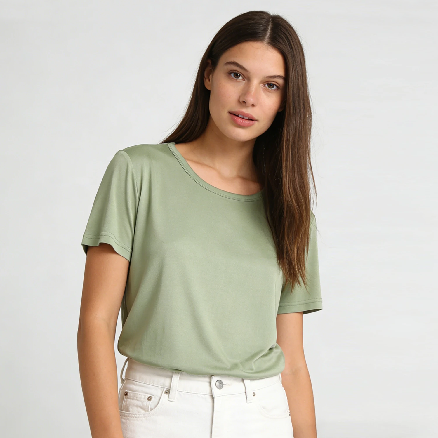 Silk T-Shirt for Women Solid Color Slim Fit REAL SILK LIFE