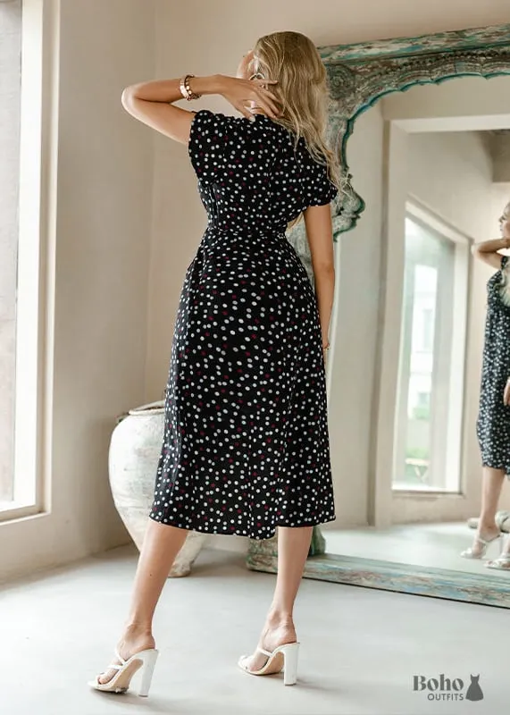 black flowy boho dress