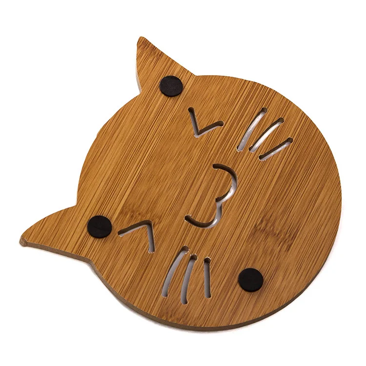 Cartoon Hollow Out Wooden Coaster Kitchen Tableware Thickened Anti Scalding And Heat Insulation Mat 