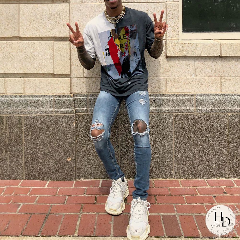 Mens Vintage Round Neck Printed Short-Sleeved T-Shirts