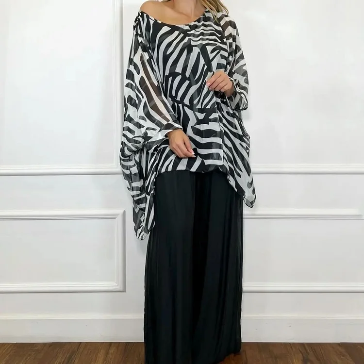 Zebra Print Oversized Two Piece Set