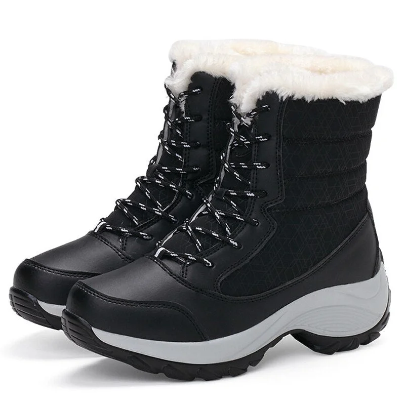 2019 Women Snow boots Waterproof Parent-Child Winter Boots Thick Fur Platform Non-slip and Warm Comfortable Shoe Plus Size 31-42