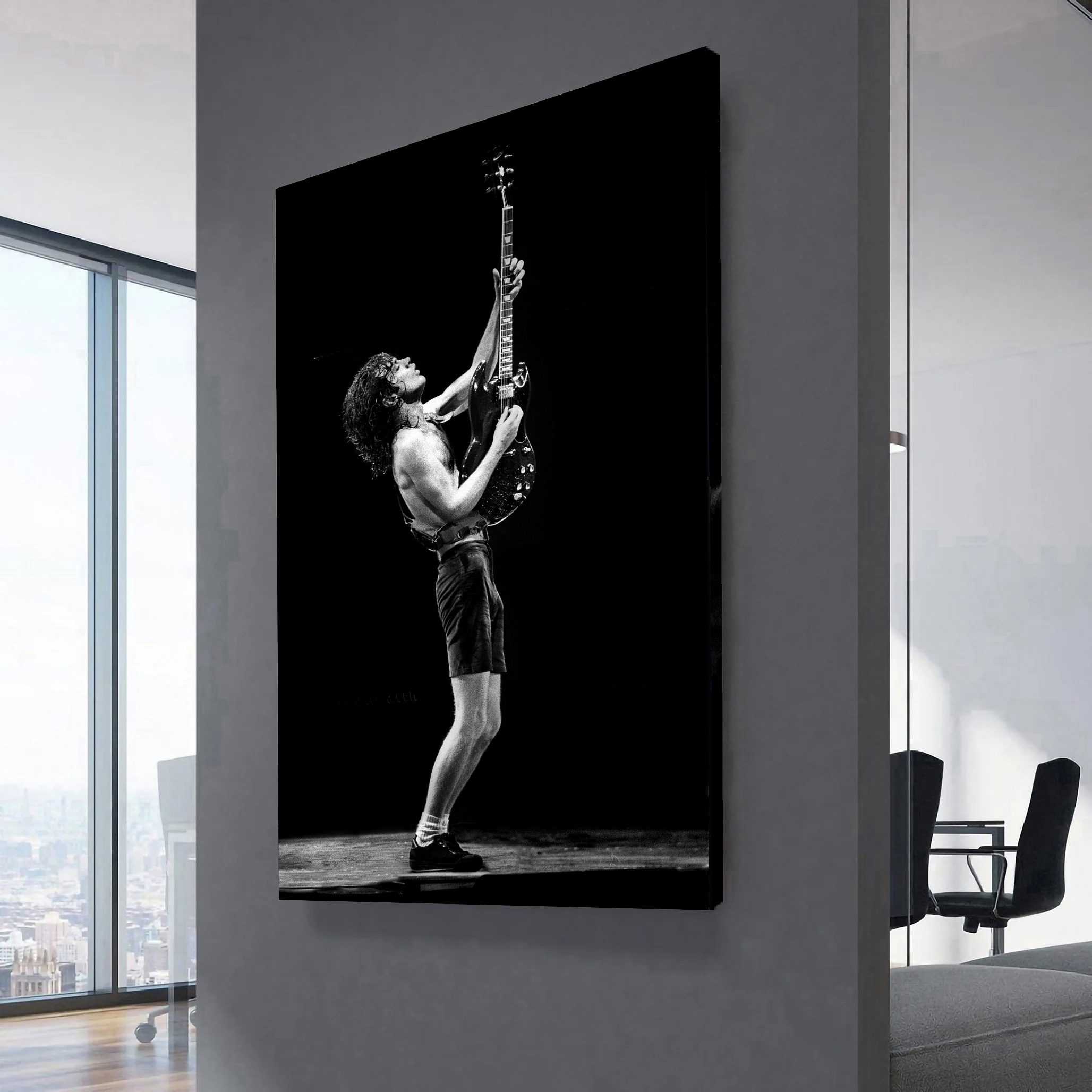 AC/DC Angus Young Guitar Solo in 1977 Canvas Wall Art 