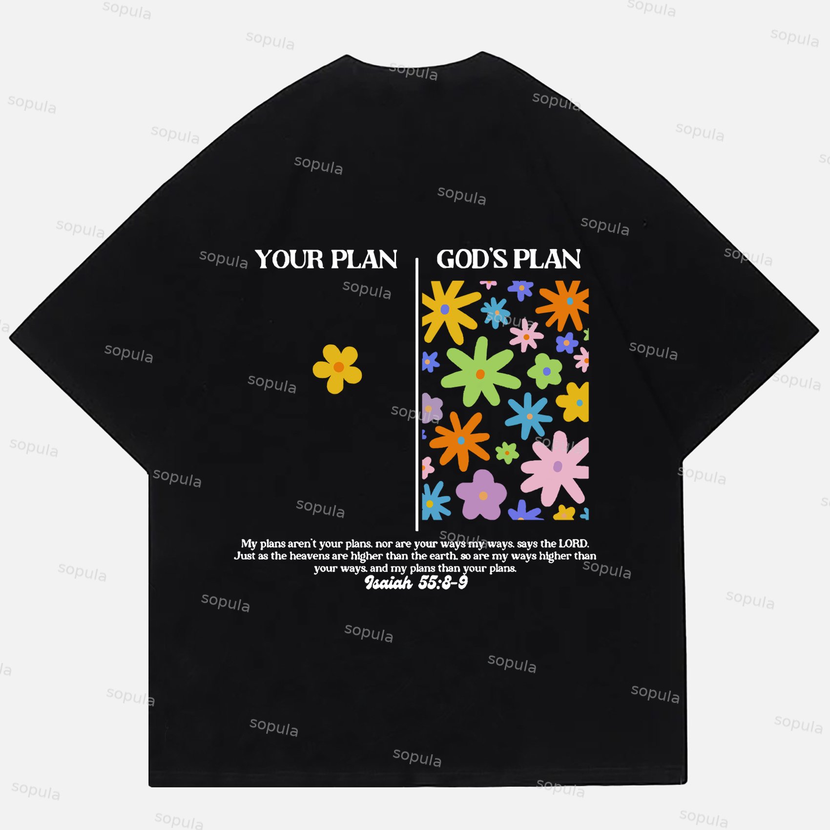 Sopula Unisex Short Sleeve God's Plan Printed Cotton T-Shirt - SOPULA