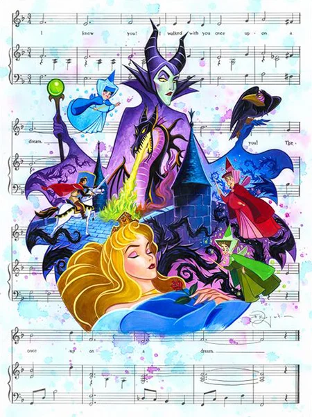 Disney Princess Piano Score (50*60CM) 11CT Stamped Cross Stitch gbfke