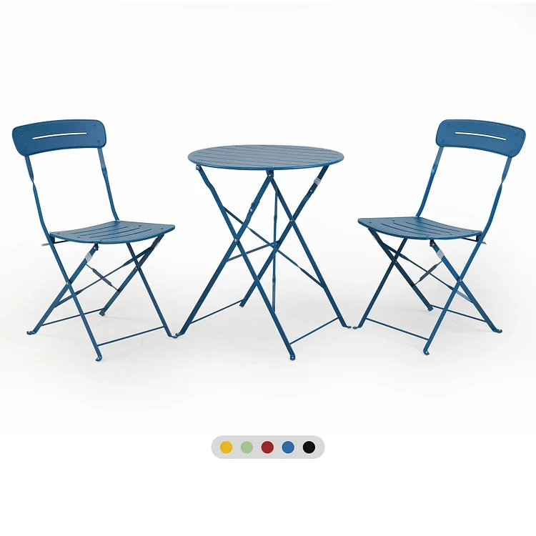 GRANDPATIO 3-Piece Foldable Bistro Set with Round Table - All-Weather Steel Frame